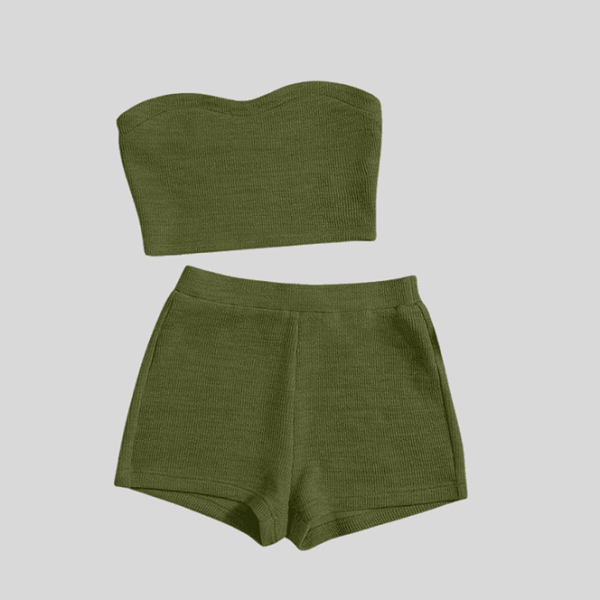 Ribbed Knit Tube Top & Cycling Shorts Set