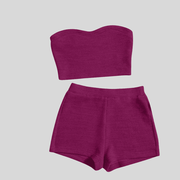 Ribbed Knit Tube Top & Cycling Shorts Set