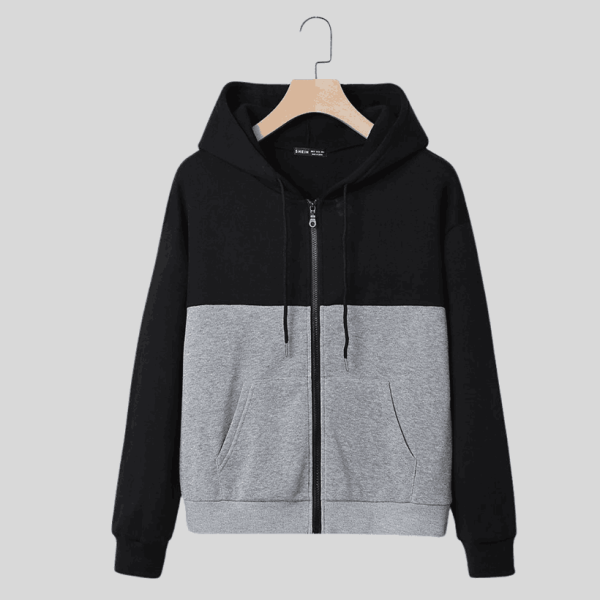 Plus Contrast Panel Zip-Up Thermal Hoodie